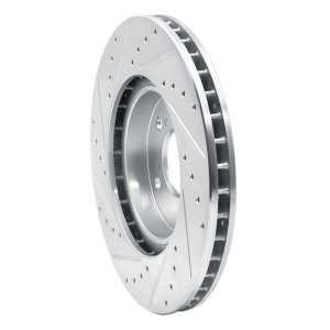 Acura RL Brake Rotor (1) - Front Right - R1 Concepts - Drilled & Slotted - Silver - `05-`12